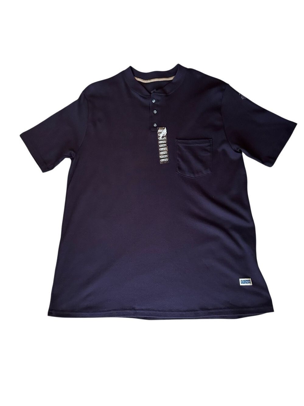 NATIONAL SAFETY APPAREL FR Short Sleeve Henley Shirt Navy Blue Mens X-Large